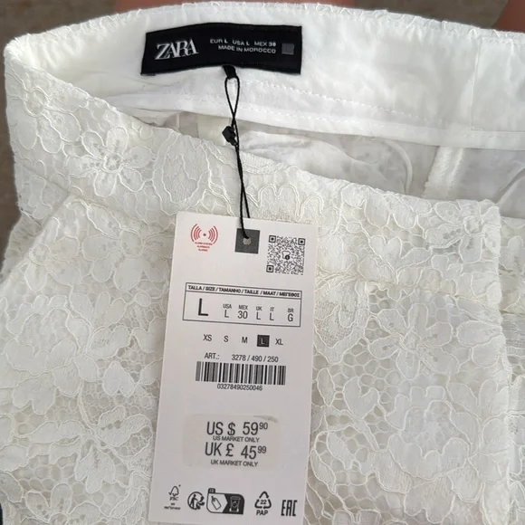 Zara Cream Lace Cropped Pants - Picture 7 of 7